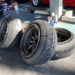引っ張りタイヤ作業