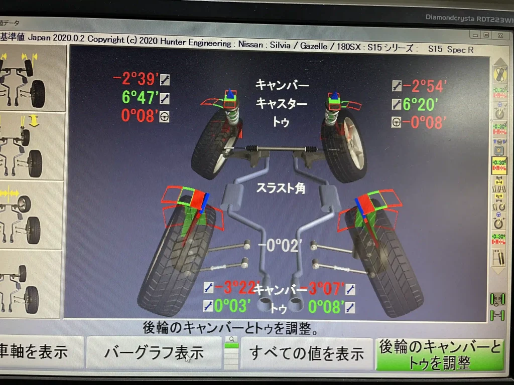 日産 S15シルビア アライメント