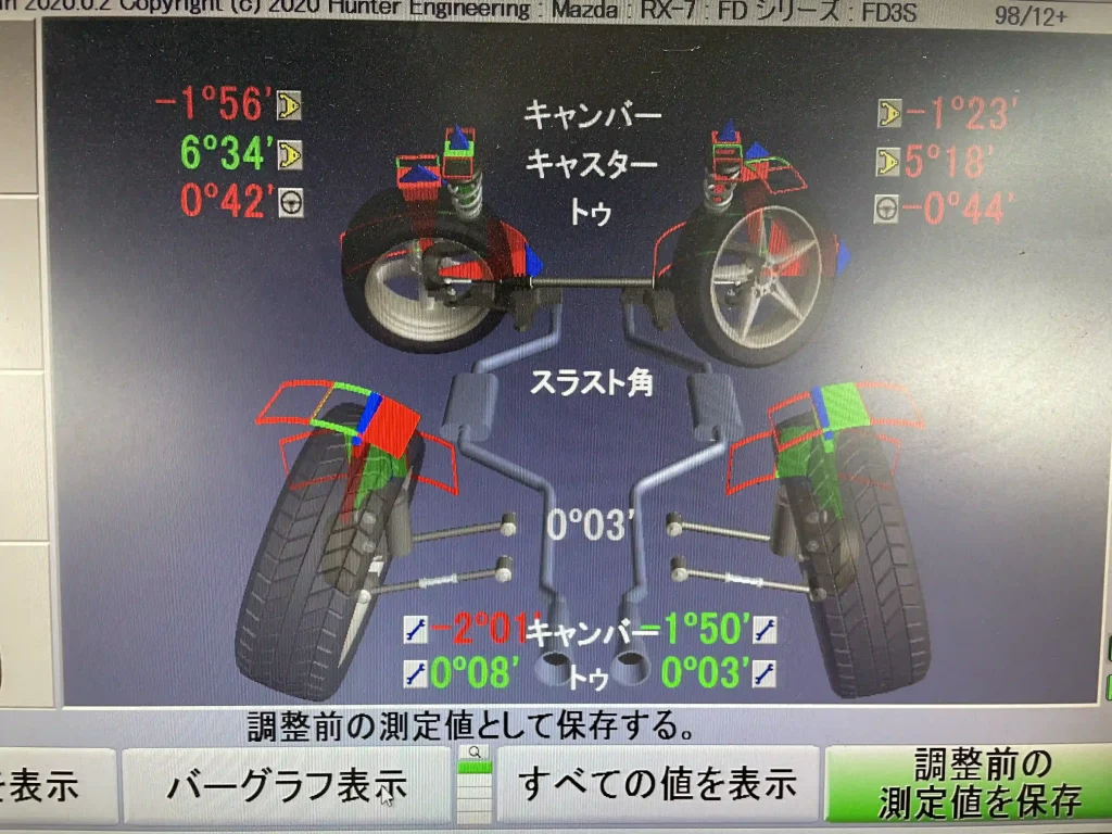 マツダ FD3S RX-7 アライメント 測定・診断・調整