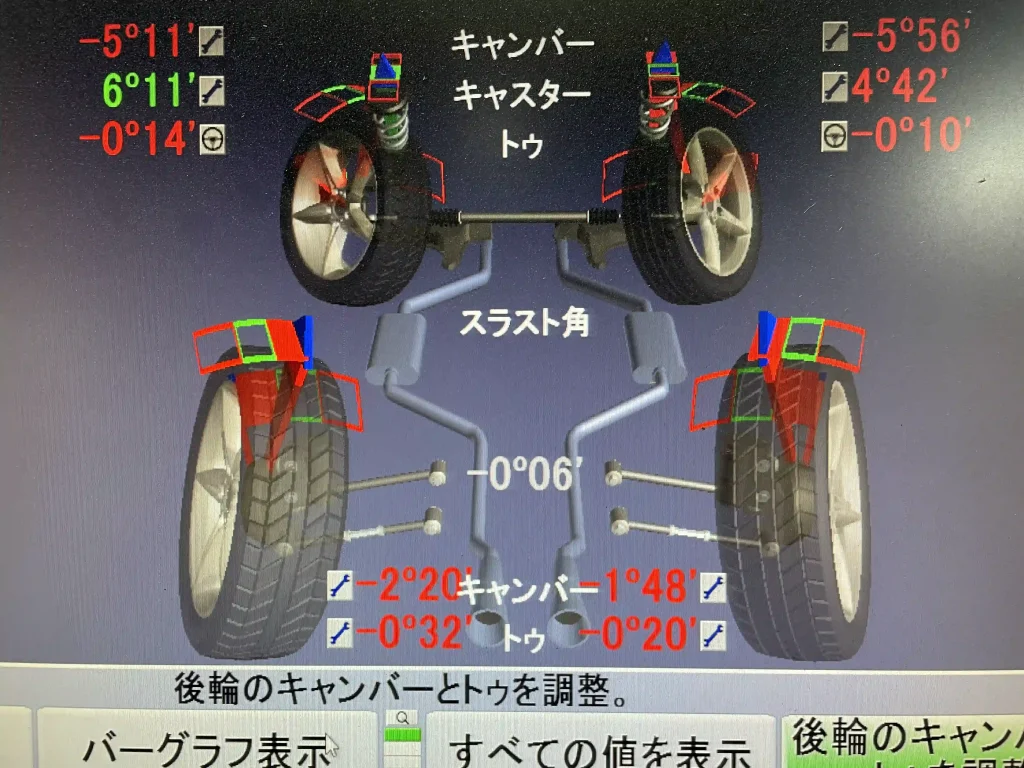 トヨタ ヴェロッサ アライメント 測定・診断・調整