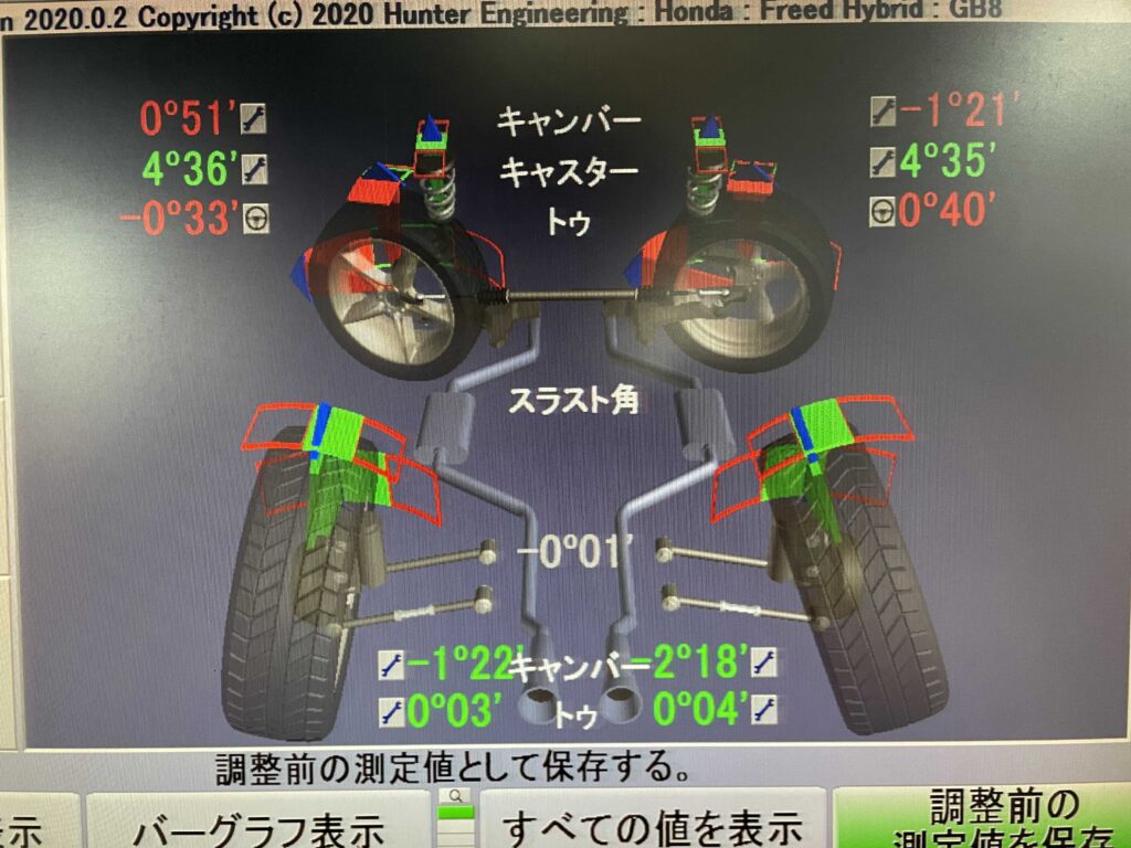 ホンダ フリード アライメント